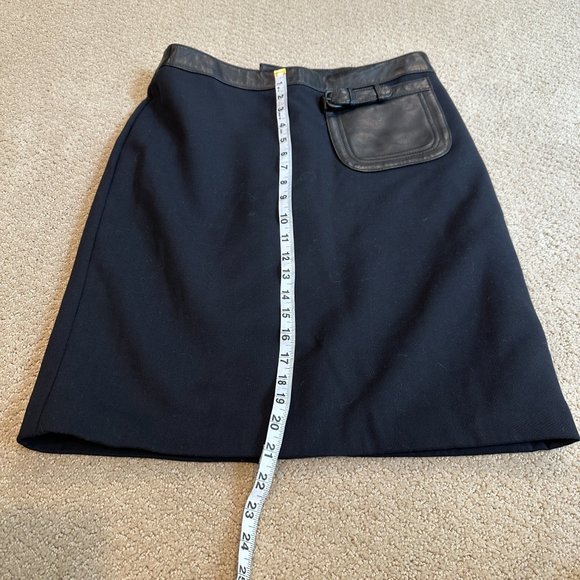 H Hilfiger Skirt Wool Blend Career Leather Accents Office Siren Minimal Size 8 - Picture 8 of 11
